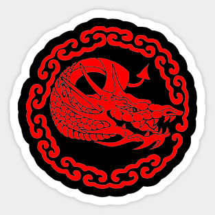 A Red Dragon In Clouds Sticker